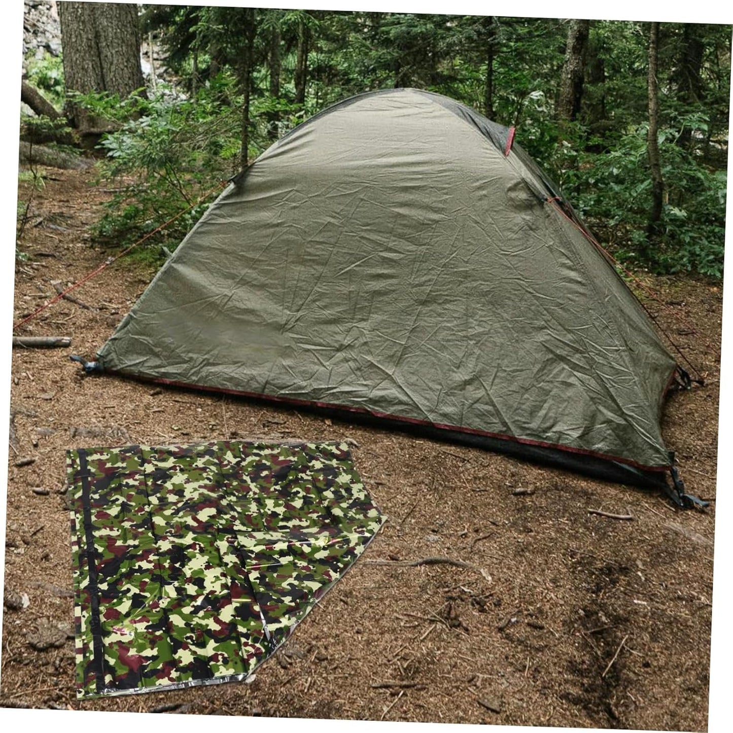 Kisangel 1 Set Multi Use Emergency Sleeping Tent Lightweight Thermal Insulation Bivy Sack for Outdoor Camping Hiking Emergency Warm Tent Durable Portable Camouflage