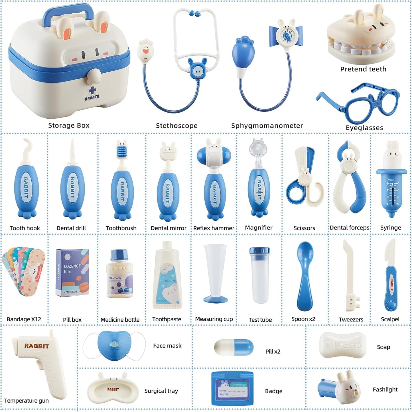 43PCS Kids Doctor Kit Toy, Pretend Play Medical Set for Toddlers, Role Play Playset for Boys Girls Aged 3-8