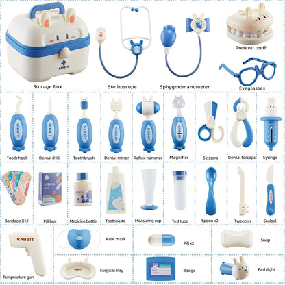 43PCS Kids Doctor Kit Toy, Pretend Play Medical Set for Toddlers, Role Play Playset for Boys Girls Aged 3-8