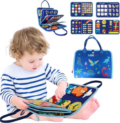 LESD'Y Toddler Busy Board,Montessori Toys for 1 2 3 4 Year Old Boys Girls Toys,Gifts,Travel Toys for Airplane Car train,Books Educational,toy 3 years old,learning toy,Busy Board for Toddlers(Dinosaur)