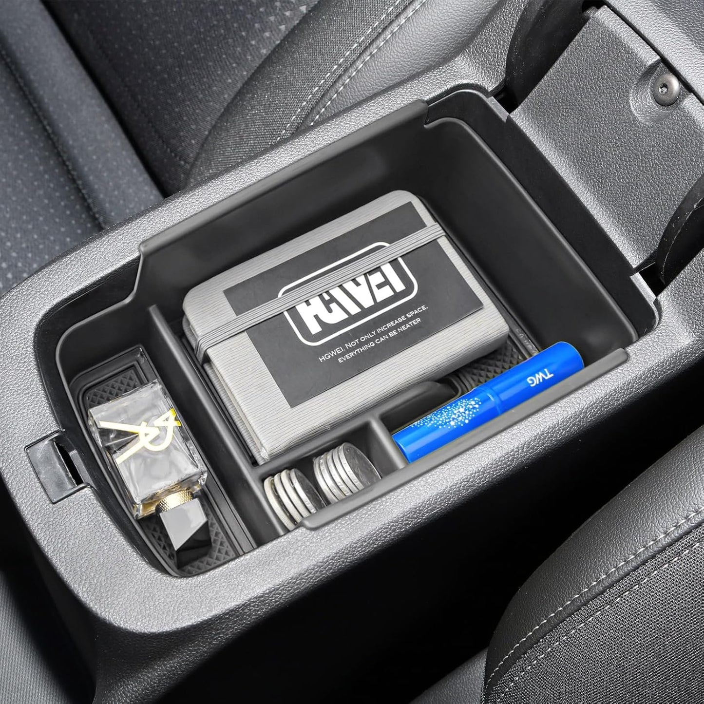 HGWEI Center Console Organizer Tray Compatible with 2024 2025 Chevrolet Trax and 2024 2025 Buick Envista Interior Accessories Insert Armrest Secondary Storage Box Coin Holder, Black