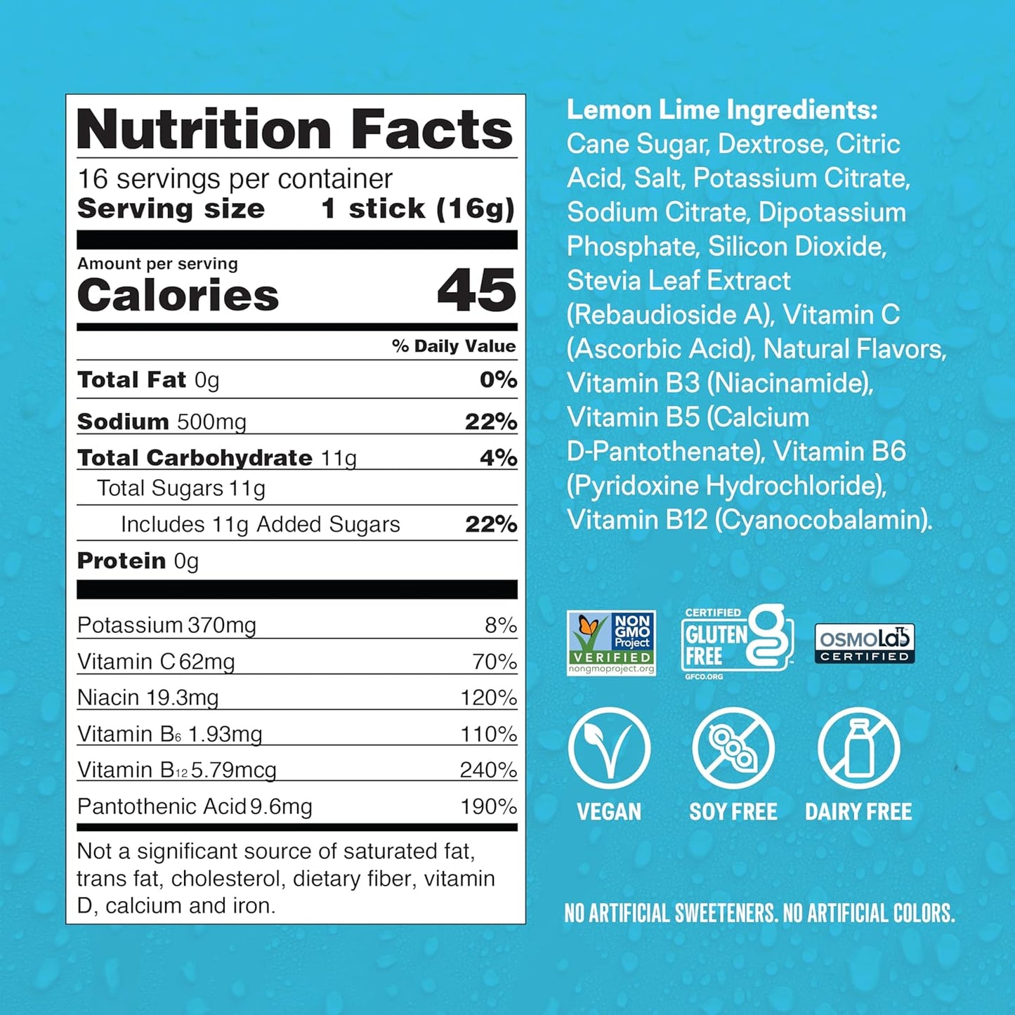 Liquid I.V. Hydration Multiplier, Electrolyte Powder, Easy Open Packets, Supplement Drink Mix (Lemon Lime, 16 Count)