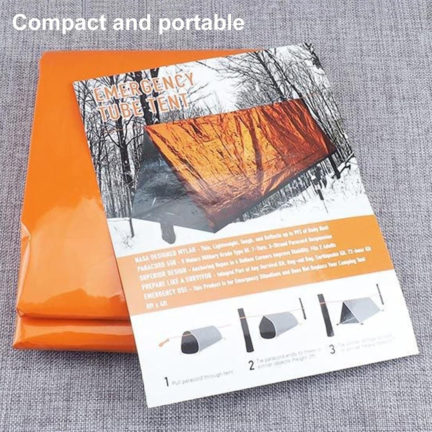 Wilitto Emergency Tent Portable Thermal Blanket Lifesaving Camping Equipment for Emergency Situations Portable Emergency Shelter Orange A