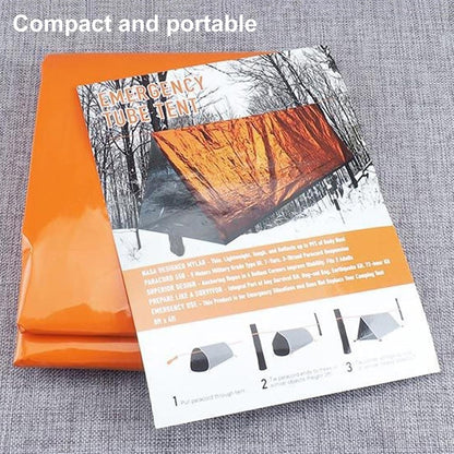 Wilitto Emergency Tent Portable Thermal Blanket Lifesaving Camping Equipment for Emergency Situations Portable Emergency Shelter Orange A