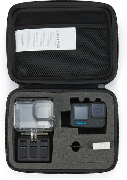 Amazon Basics Medium Protective Case for GoPro and Action Cam with Foam Inside, Portable & Lightweight, 9 x 7 x 2.5 inches, Black, Solid