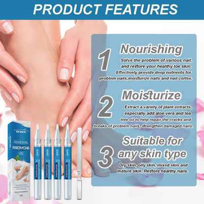 4 Pieces Nail Care Pen, with Nail File, Nail Care Pen, Rich in Natural Ingredients such as Shea Butter, Clove Oil, Thyme Extract, Vitamin E, Eucalyptus Oil