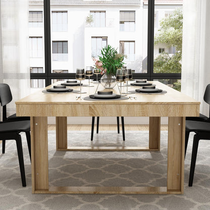 Hitow 86.6-Inch Rectangular Dining Table for 8-10 People, Wood Kitchen Table With Thicken Tabletop, Office Conference Room, Dining Room Living Room, Wood Color