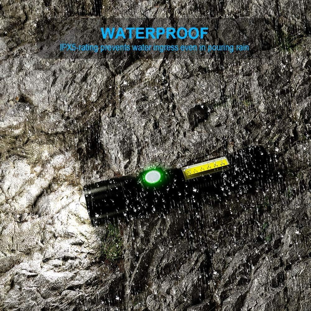 LudoPam UV Rechargeable Flashlights Tactical,1000 High Lumens 3 in 1 LED Black Light Flashlight -Magnetic Base/Sidelight/Zoomable, Bright Pocket Flash Light for Stains Detection Camping Emergency,1PCS