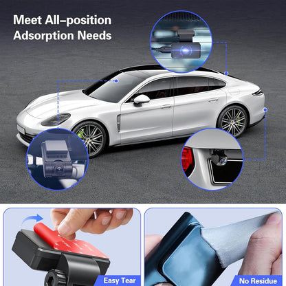 pop-tech Adhesive Pad for Dash Cam: 4Pcs Sticky Pads for Dashcam Mount Front Rear - 3M VHB Double Sided Mounting Tape for Square Car Camera - Heat Resistant Replacement Sticker for Windshield Window