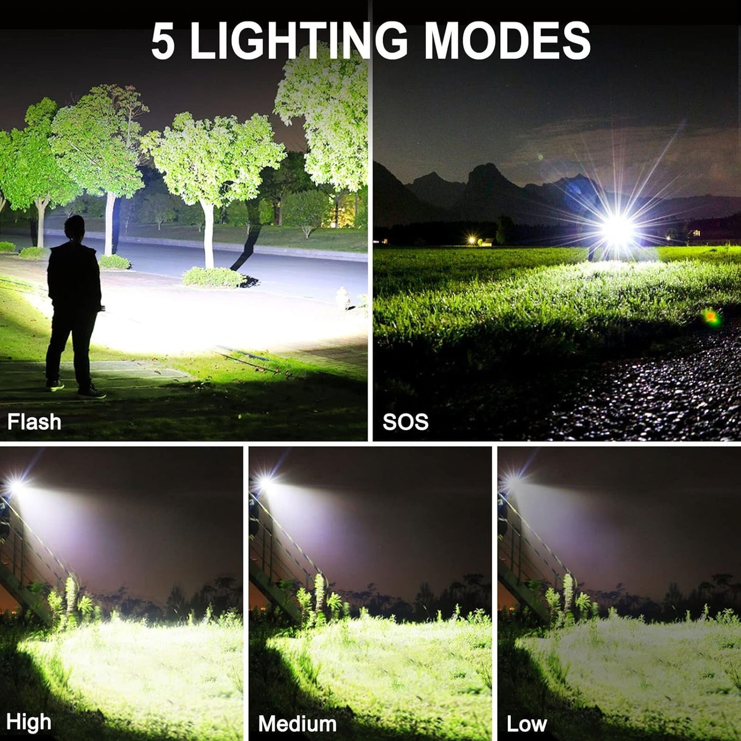 Rechargeable LED Flashlights, 990000 High Lumens Super Bright Flashlight, Tactical XHP90 with 5 Modes, Zoomable, Military Grade Waterproof Flashlights for Emergencies, Camping