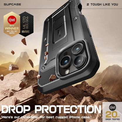 SUPCASE for iPhone 16 Pro Case with Screen Protector (Unicorn Beetle Pro), [Built-in Stand & Belt-Clip] [Military-Grade Protection] Full Body Heavy Duty Phone Case for iPhone 16 Pro 6.3'' 2024, Black