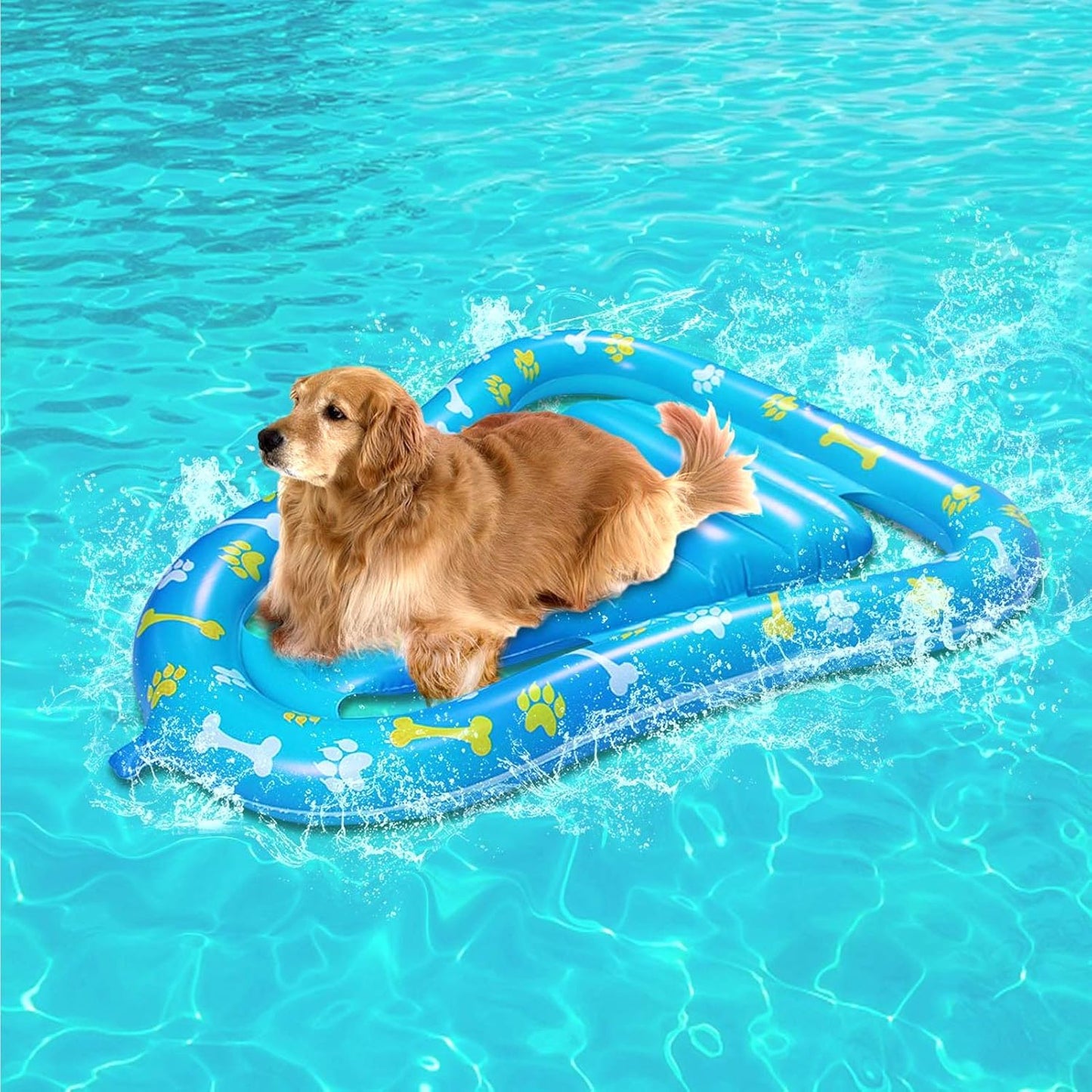 Pet Floating Row, Dog Pool Float Inflatable Raft, Made of Sturdy 0.35mm PVC, Easy to Store and Use, Double Air Chambers for Safety, Fun Water Tool for Pets