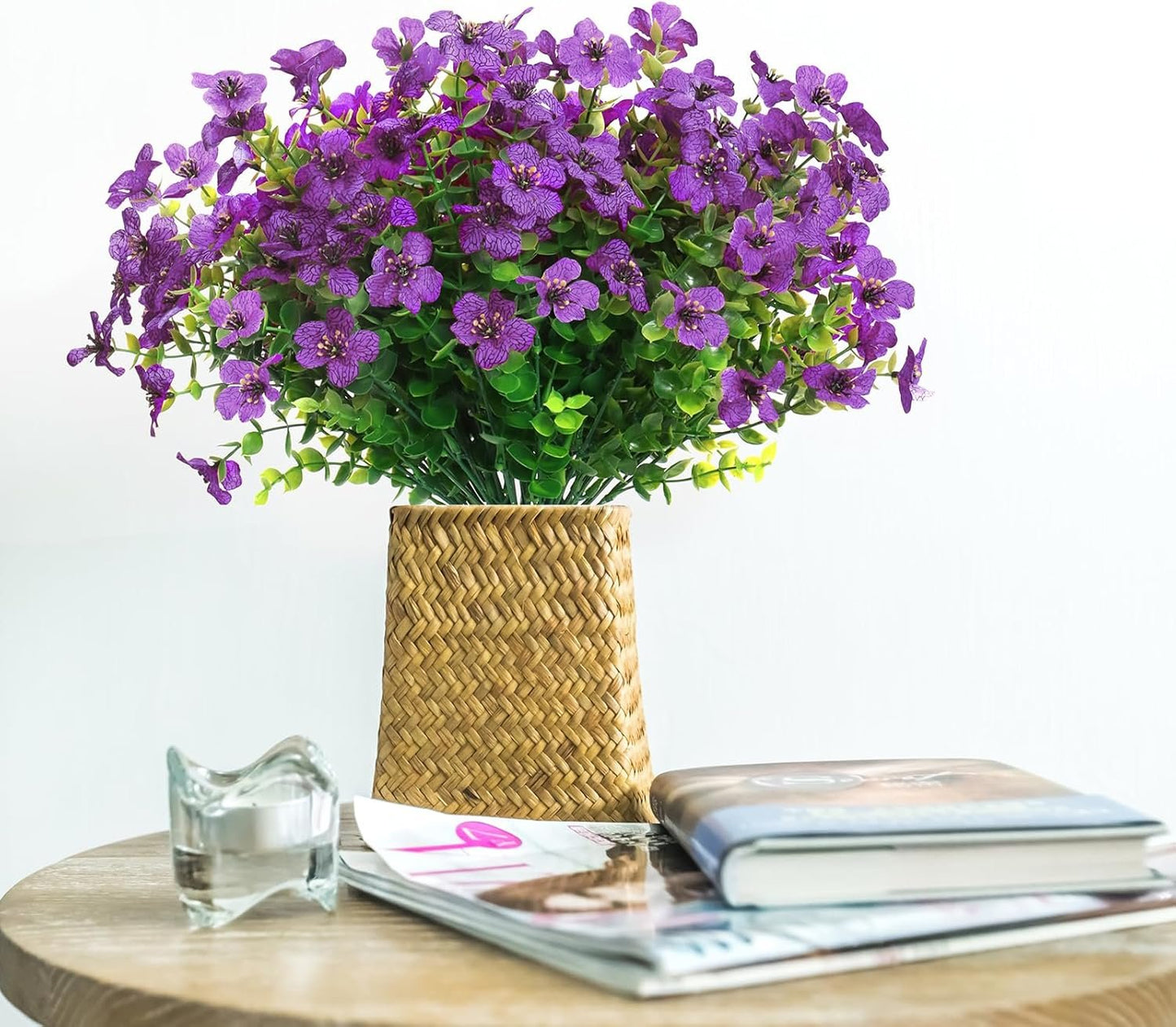 SOMYTING Artificial Azalea Flowers Outdoor UV Resistant Fake Flowers Silk Flowers Faux Plastic Plants Garden Porch Window Box Pot Decorations Spring Summer Home Decor (Purple, 16 Bundles)