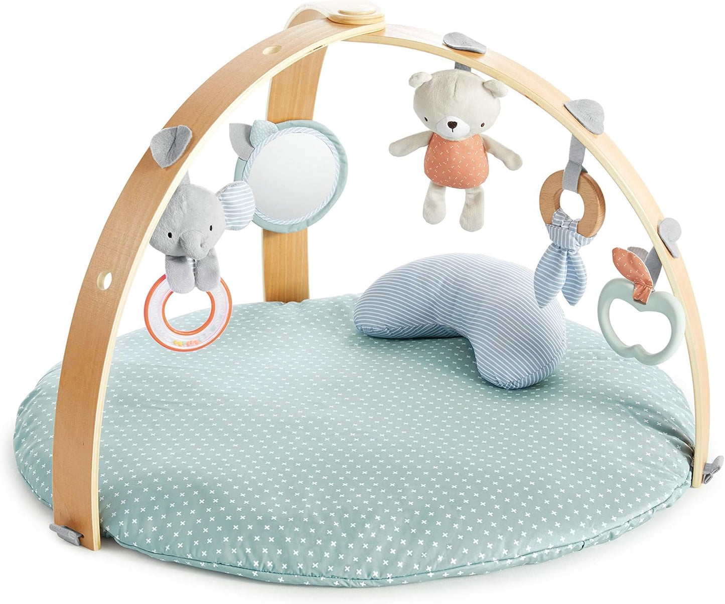 Ingenuity Cozy Spot Reversible Duvet Activity Gym & Play Mat with Wooden Toy bar - Loamy, Newborn and up
