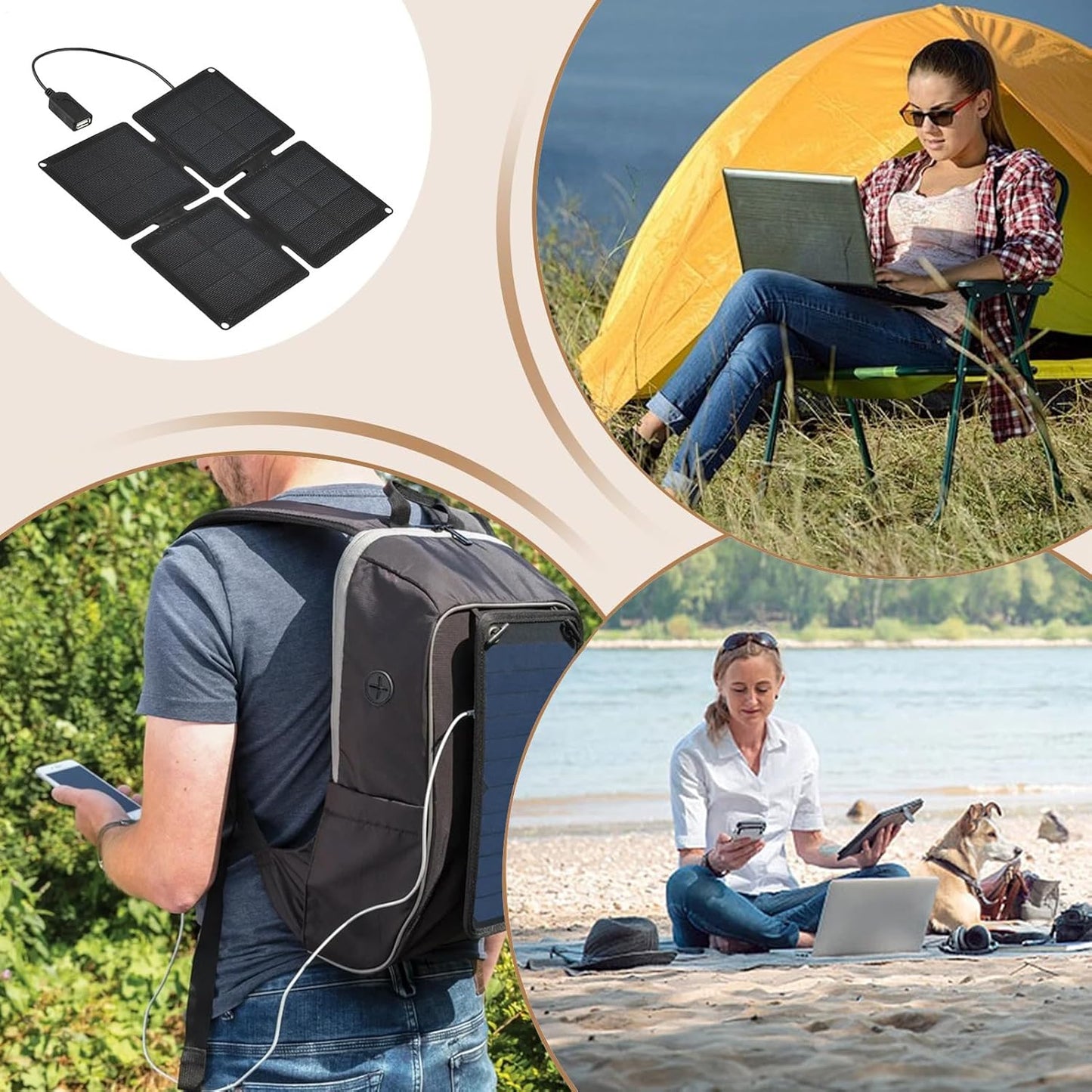 Portable Solar Charger, Foldable Panel Charger, Outdoor Power Source, High-Efficiency Energy Output, Lightweight 200g Design, 7.87x7.87x0.39 inches, Use for Cameras, Phones