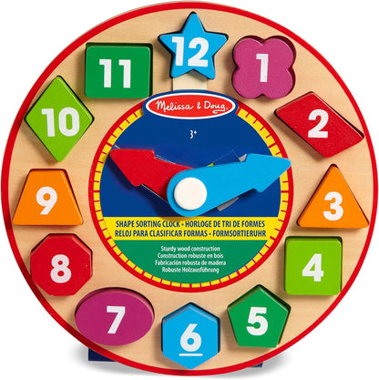 Melissa & Doug Shape Sorting Clock - Wooden Educational Toy | Learn To Tell Time Clock Toy For Kids 3+