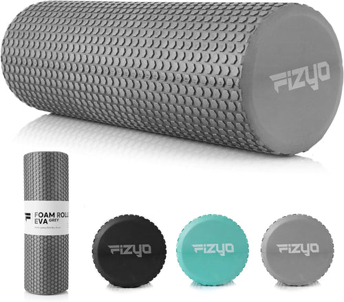 Fizyo Fascia Roller - Pilates Roller for Fascial Massage, Yoga Roller for Spine, EVA Roller for Fitness, Yoga and Rehabilitation, Grey, 45 x 15 cm