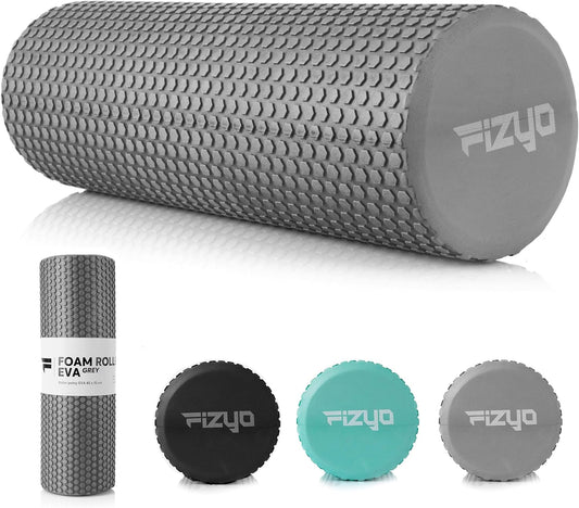 Fizyo Fascia Roller - Pilates Roller for Fascial Massage, Yoga Roller for Spine, EVA Roller for Fitness, Yoga and Rehabilitation, Grey, 45 x 15 cm