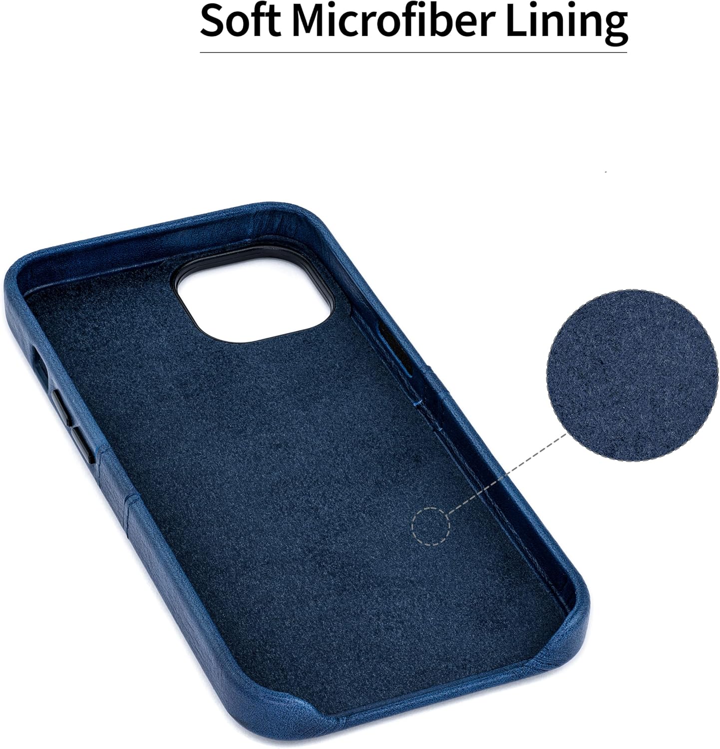 Dockem Card Case for iPhone 14 with Built-in Metal Plate for Magnetic Mounting & Wallet with 2 Holder Slots: M2 Exec Premium Synthetic Leather (Navy Blue)