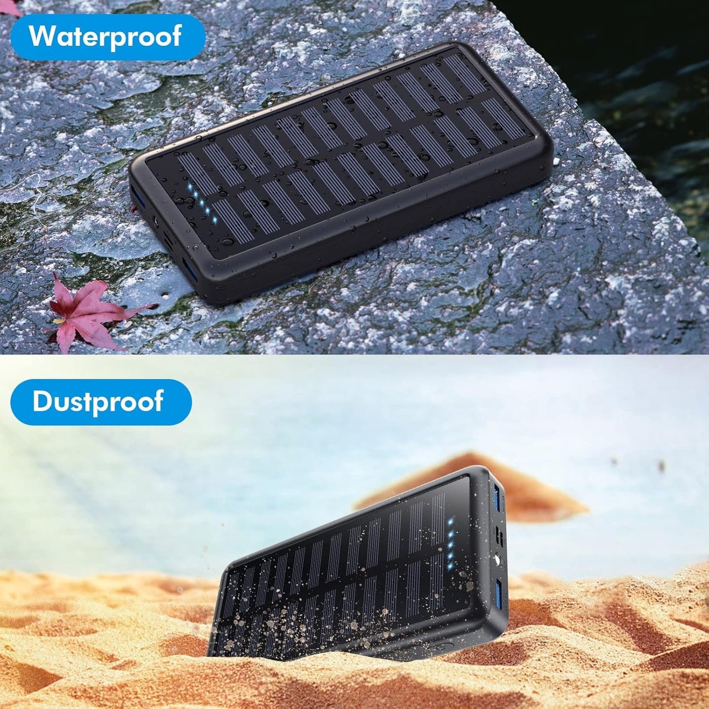 Power Bank 42800mAh Portable Charger,PD 3.0 Fast Charging Battery Pack Cell Phone Charger, 3 Outputs Solar Charger with LED Flashlight for iPhone 16/15/14/13/12, Samsung Google Android Phone