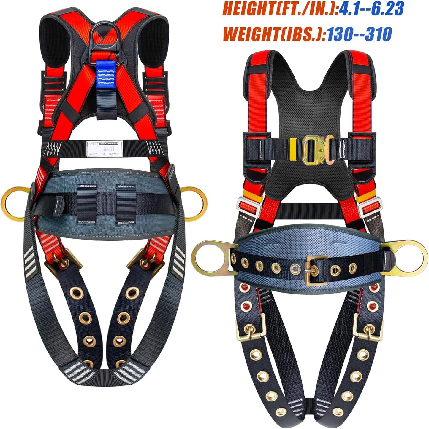 DIJJIG safety harness fall protection harness roofing harness construction harness fall protection safety harness lanyard arnes de seguridad para construccion OSHA/ANSI Compliant csa