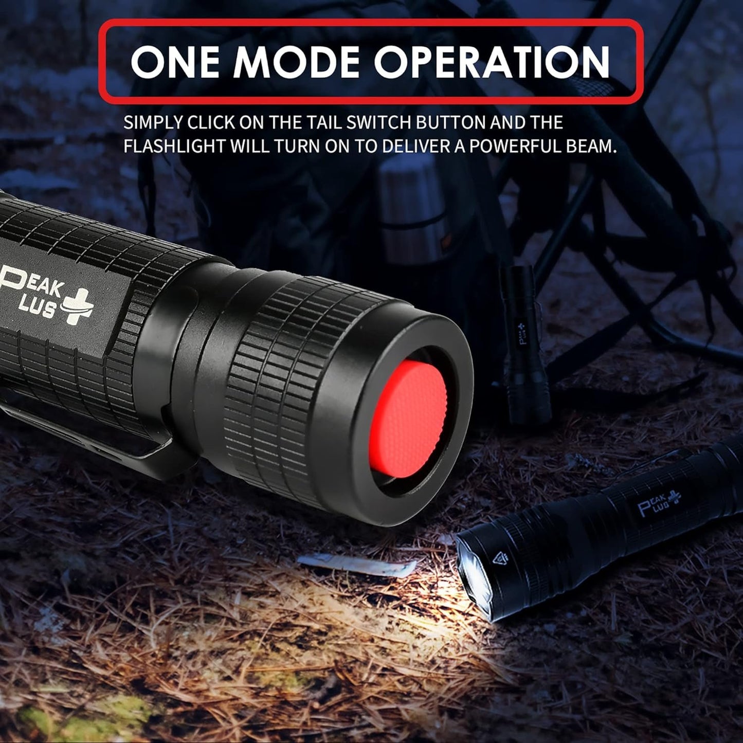 PeakPlus LED Tactical Flashlight PTAC1000 [2 Pack] Single Mode, High Lumen, Zoomable, Water Resistant, Flash Light - Camping, Outdoor, Emergency, Everyday Flashlights with Clip