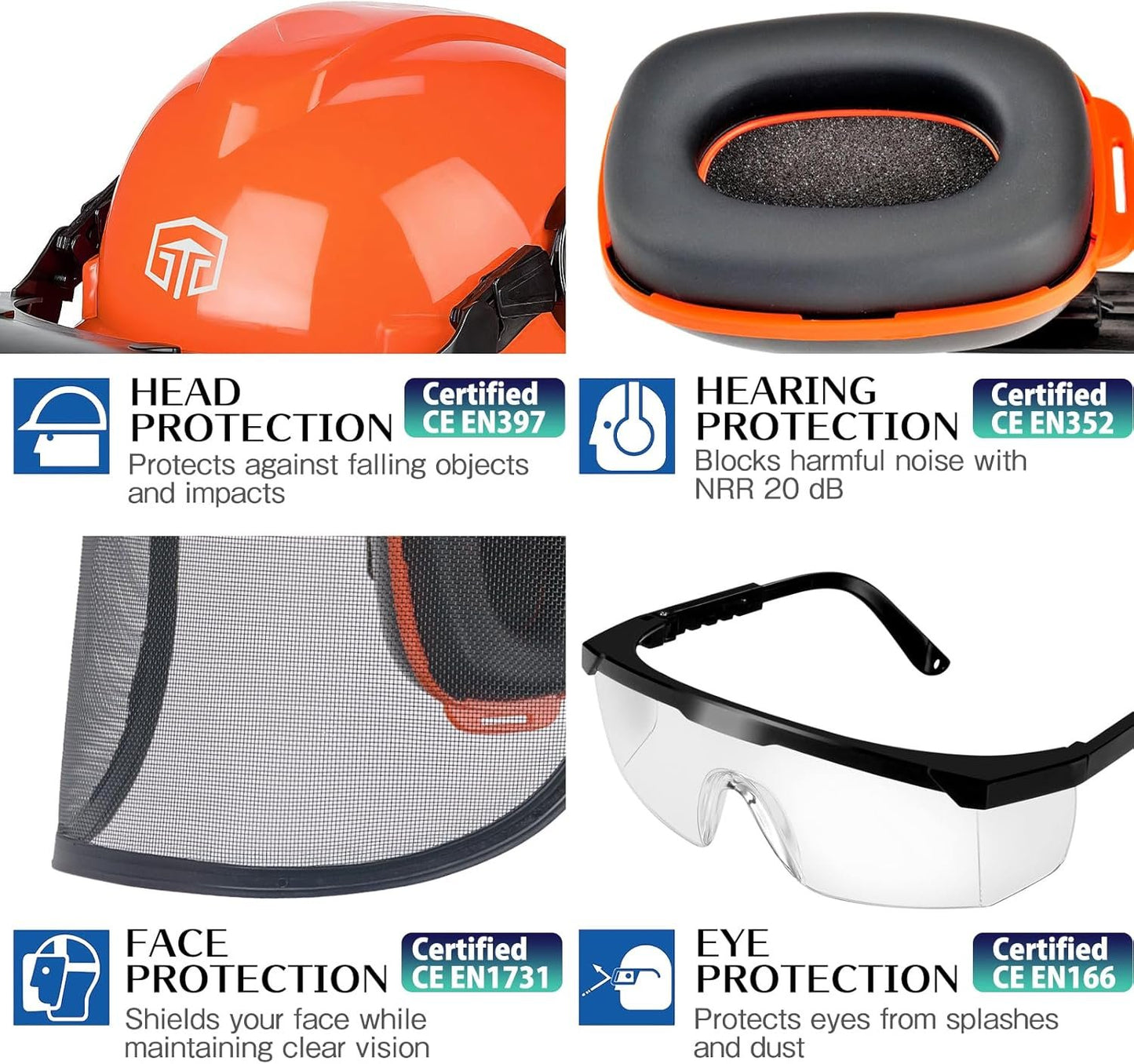 GUARDLEAD Chainsaw Helmet Forestry Safety Helmet System C009R; Integrated Eyewear, Visor and Hearing Protection