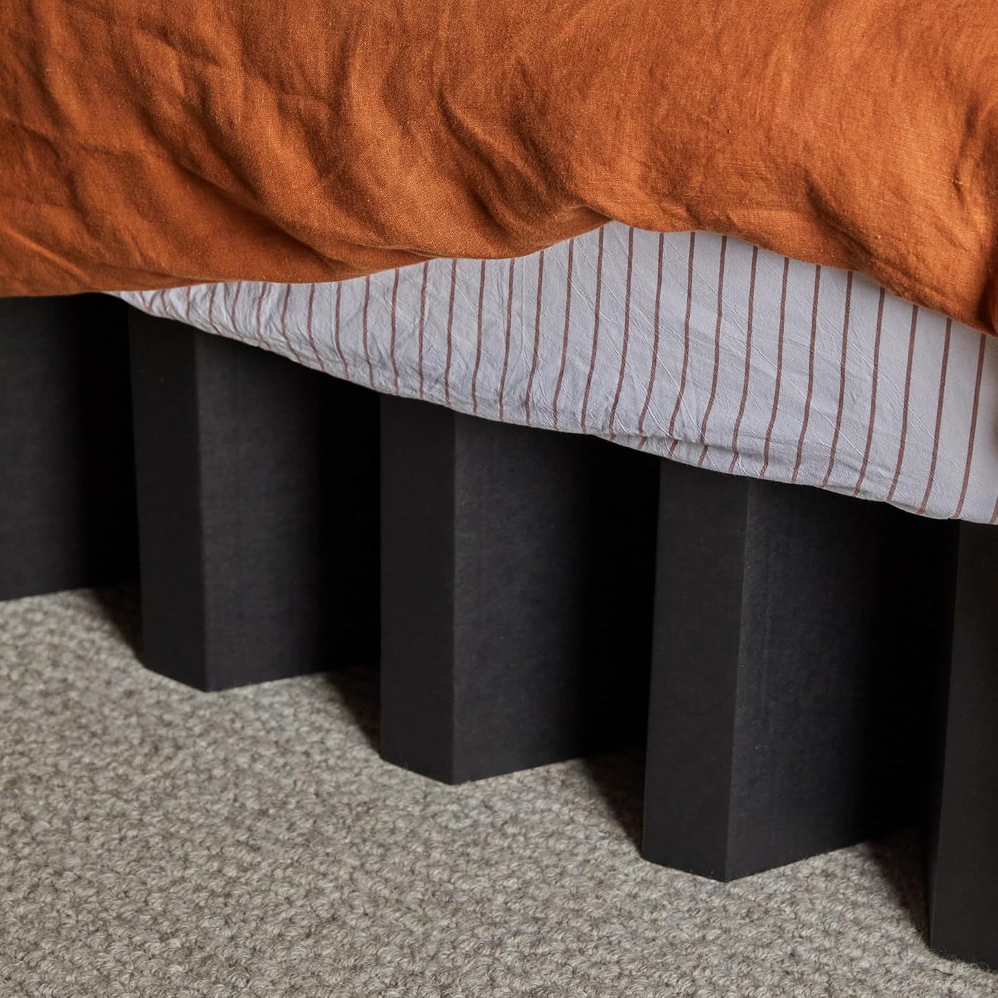 Yona Cardboard Bed - Eco-Friendly, 100% Recyclable, Durable Australian Bed Base | Sustainable, Minimalist Design | Holds Up to 3200kg | Easy Assembly and Repositioning(Black, Double)