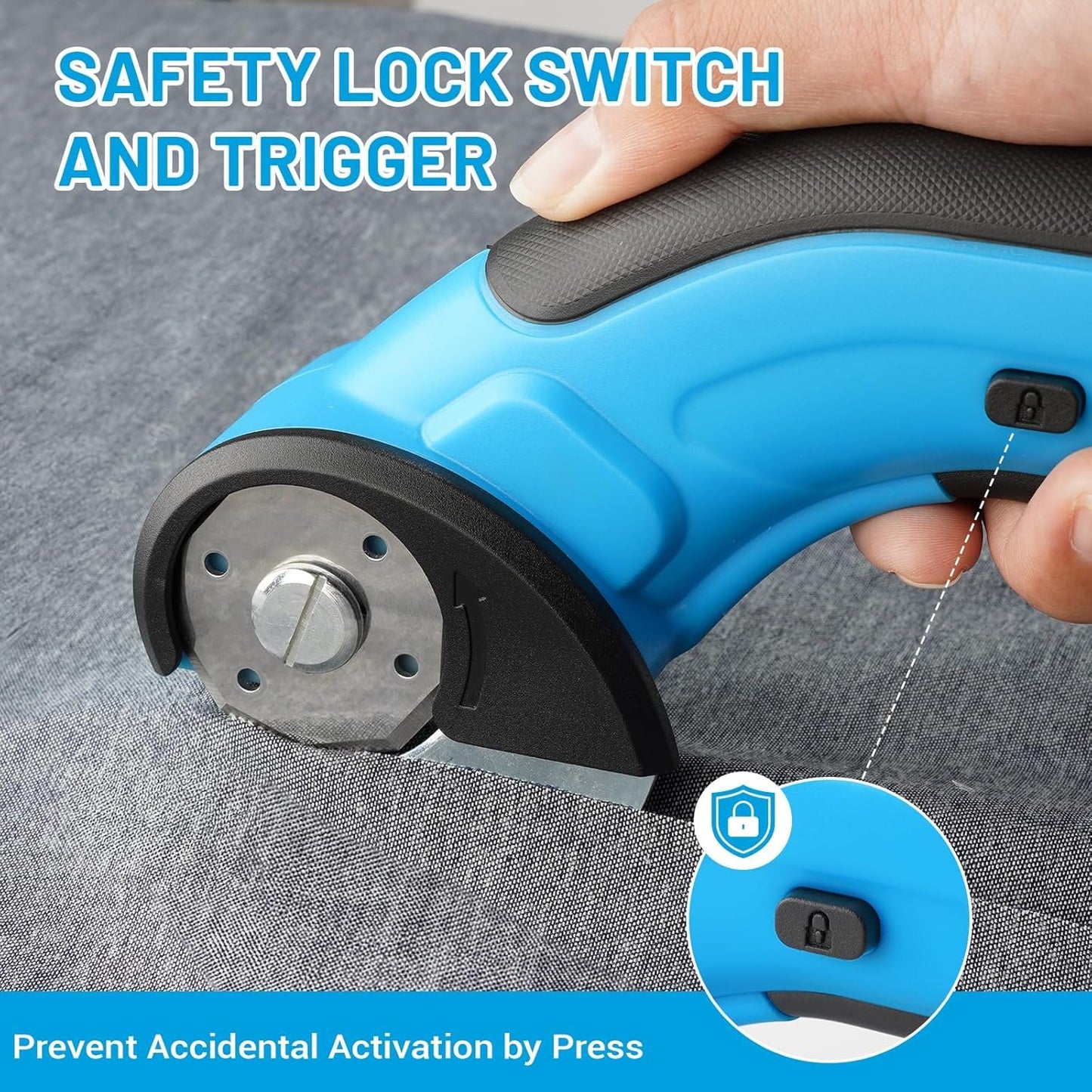 PHIRAH Cordless Cardboard Cutter, 4V Electric Scissors for Carpet and Leather, Box Cutter Tool with Safety Trigger, Powerful Rotary Cutter for Cutting Carpet, Cardboard, Leather, Paper, Plastic