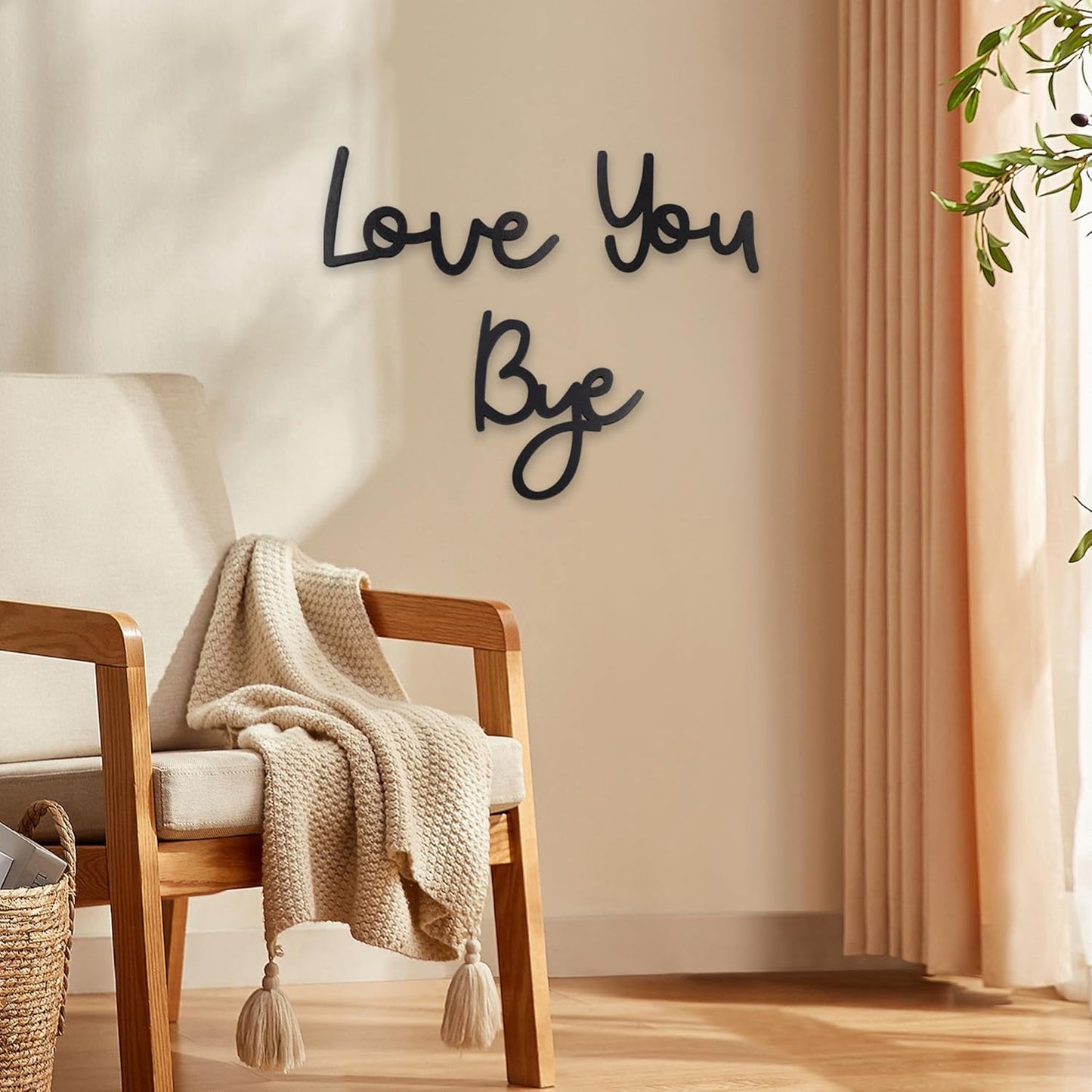 Love You Bye Black Wall Decor, Hanging Wood Home Wall Decor, Family Wall Decor with Letters, Entryway Wall Art, Farmhouse Gather Wall Decor for Hallway Living Room (Black)