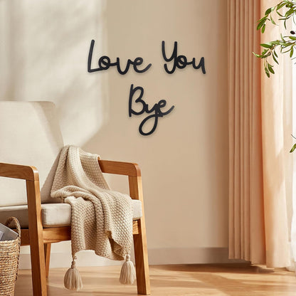 Love You Bye Black Wall Decor, Hanging Wood Home Wall Decor, Family Wall Decor with Letters, Entryway Wall Art, Farmhouse Gather Wall Decor for Hallway Living Room (Black)