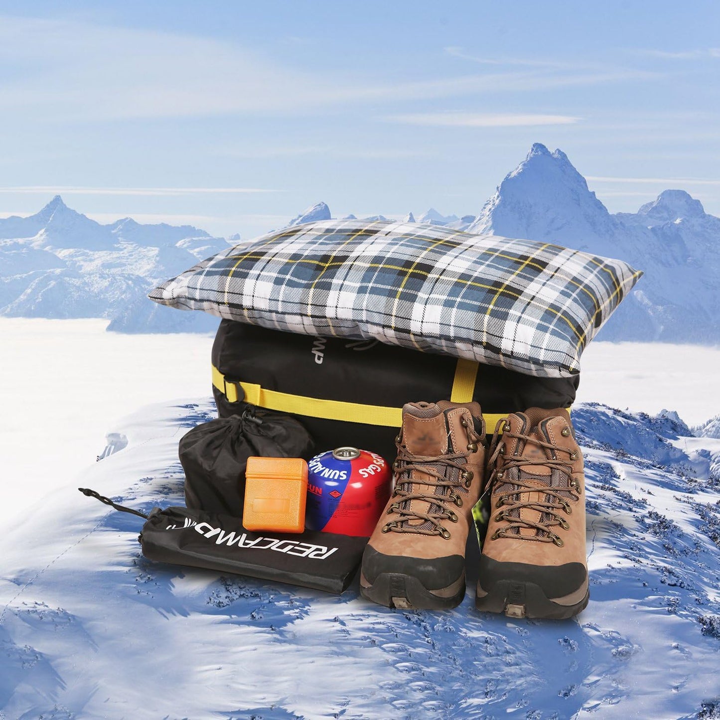 REDCAMP Outdoor Camping Pillow Lightweight, Flannel Travel Pillow Cases, Removable Pillow Cover