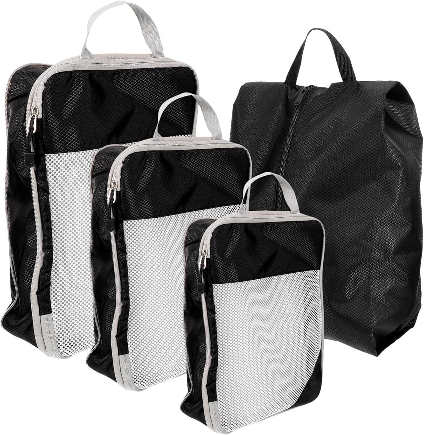 BESPORTBLE 4pcs Travel Storage Bag Expandable Compression Packing Cubes with Handles for Clothes Organization