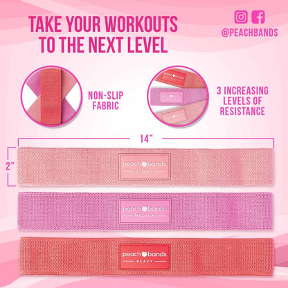 Peach Bands Hip Band Set - Fabric Booty Resistance Bands for Leg and Butt Workouts