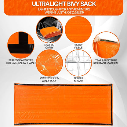 Emergency Sleeping Bags for Survival, with Whistle, Portable Bivy Sleeping Bag Waterproof Blanket for Camping Hiking and Other Outdoor Activities