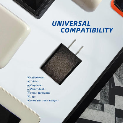 SinitoAula 5V1A USB Charger Block for Wall Outlet (UL Certified, Black, 3pcs), 5W Power Adapter Plug for Cell Phones, Tablets, Earphones, Power Banks, Smart Wearables, Toys and More Electronic Gadgets