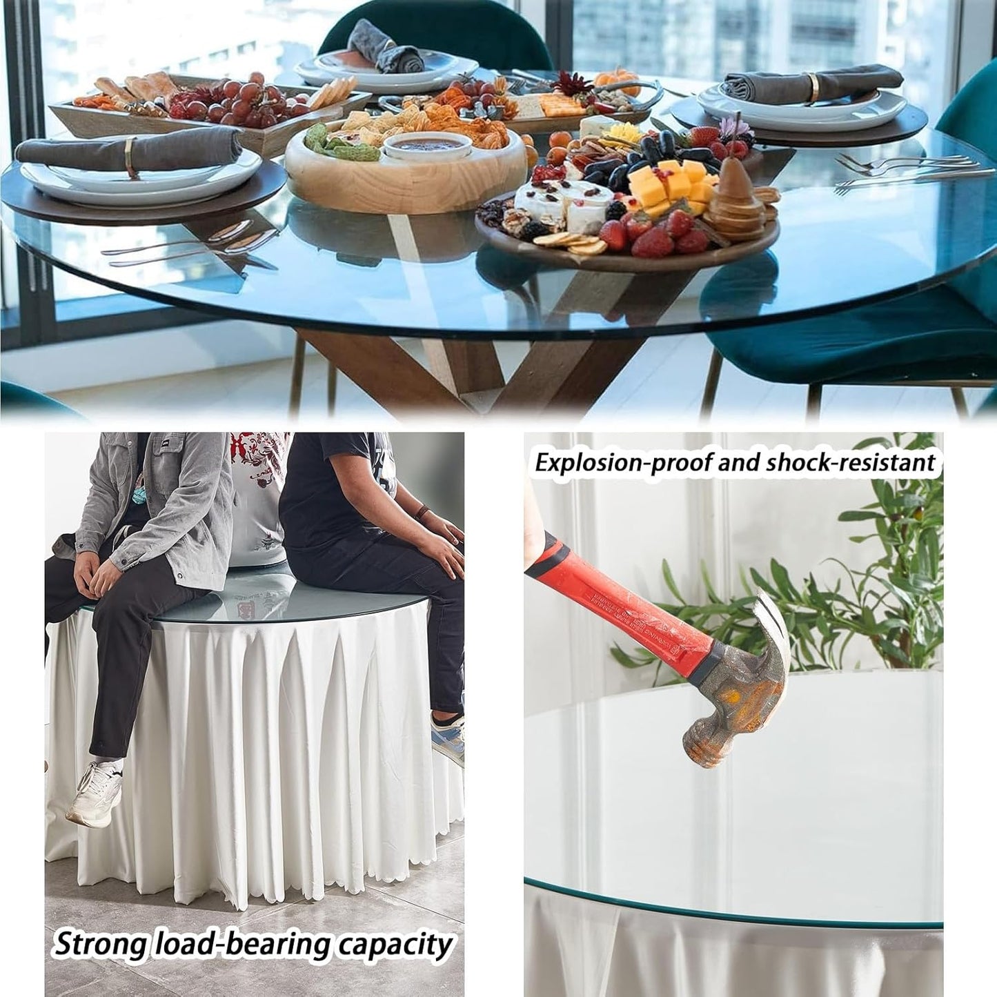 Round Glass Dining Table Top, Tempered Glass for Center Table, Sizes 50-100CM (39IN), Modern Round Table Surface, Durevole Dining Table Board, Stylish Glass Tabletop