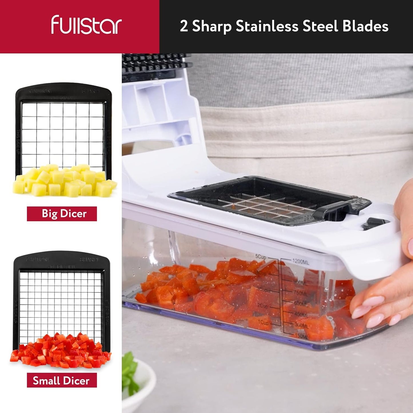 Vegetable Chopper Vegetable Cutter - Food Onion Salad Veggie Chopper with Container - French Fry Potato Dicer Slicer Cutter - Kitchen Tools & Gadgets (9-in-1 White)