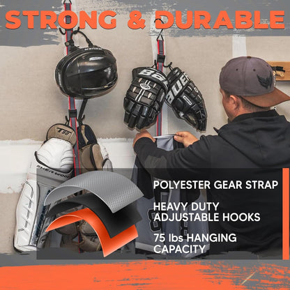 UTTY Hanging Multipurpose Portable Hockey Drying Rack - Hockey Gear Hanger & Sports Equipment Organizer - 6 Durable Adjustable Hooks Support Light to Heavy Weight for Home, Travel & Outdoor Use