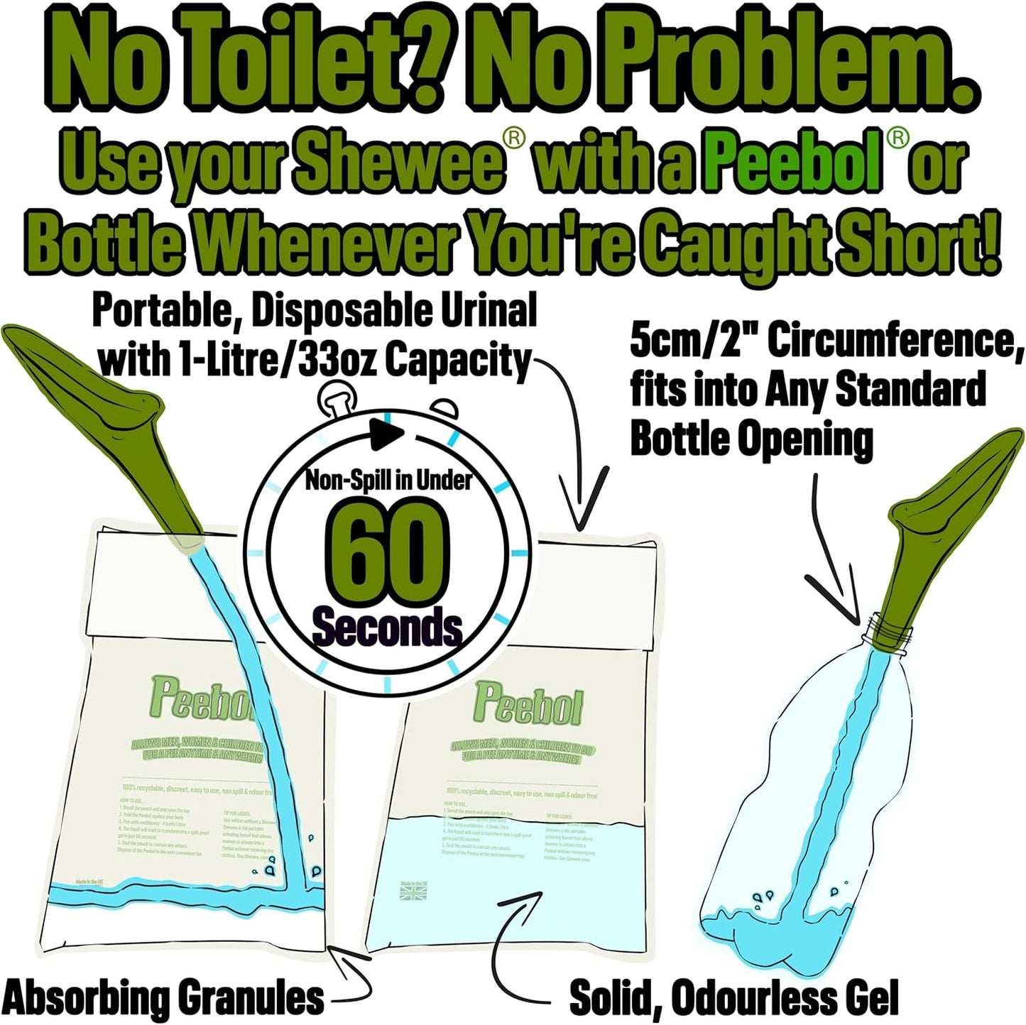 SHEWEE Flexi + Case Female Urinal – Made in The UK – Reusable & Portable Urination Device. Festival, Camping, Car, Hiking Essentials for Women. Stand to Pee Device W/Travel Case and Extension Pipe