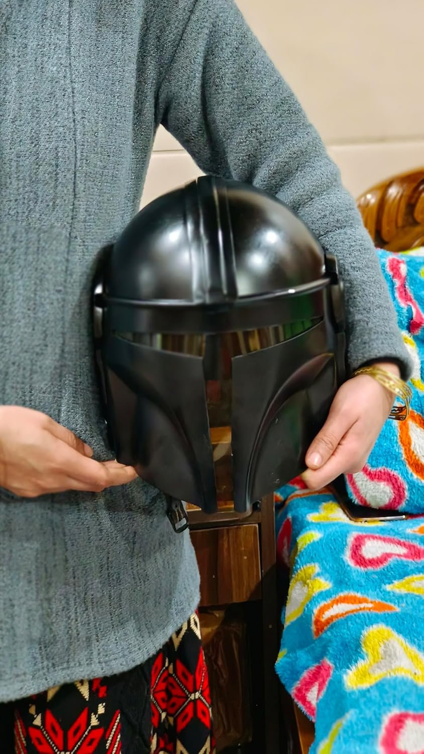 Mandalorian Black Steel Helmet Wearable Armor Boba Fett Movie LARP Men Costume Cosplayby Allory Tech