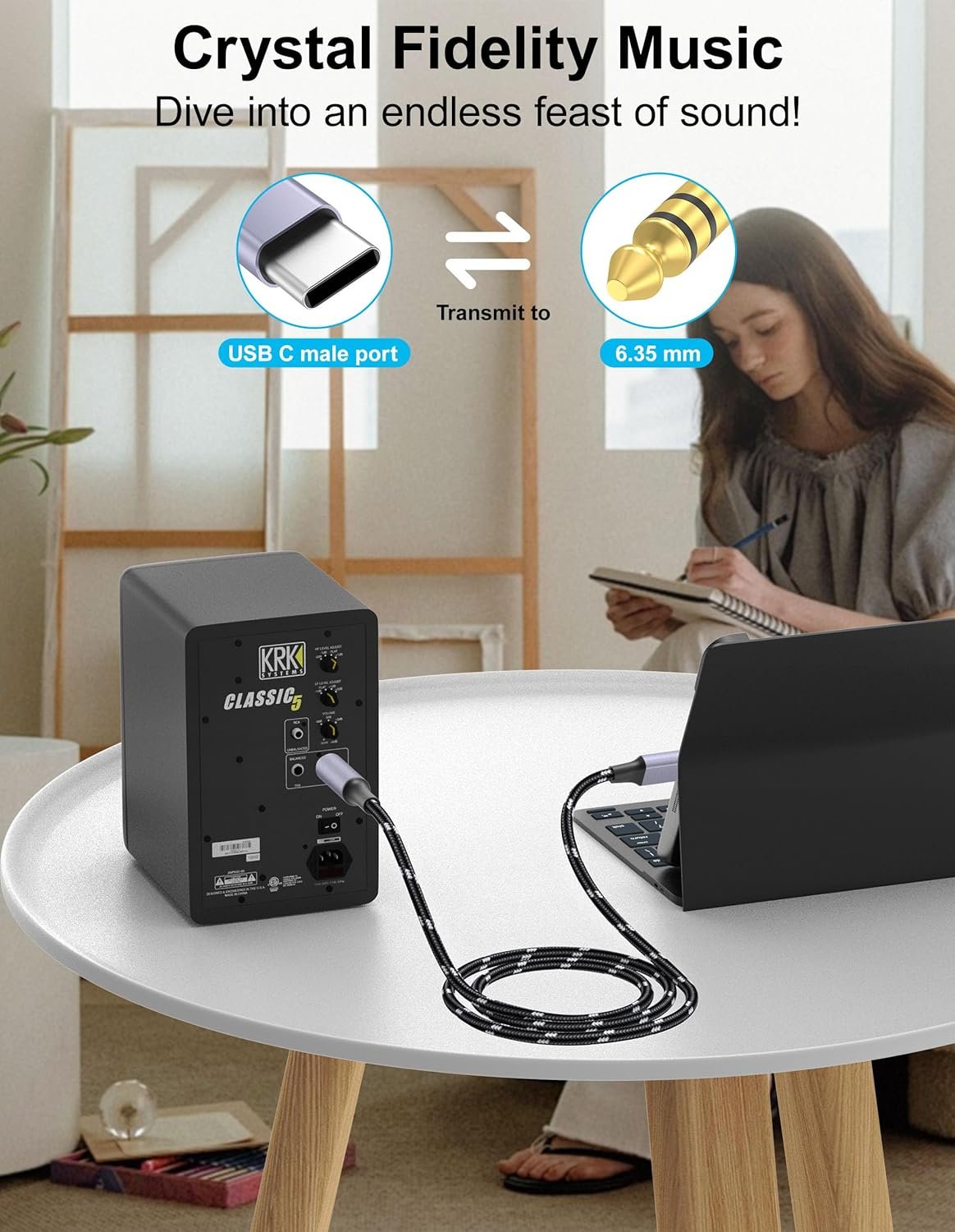 DCNETWORK USB-C to 6.35mm 1/4 inch TS Audio Cable, Gold Plated USB Type C to 1/4" Male Mono Interconnect Aux Adapter Cable Compatible with iPhone 15/16 Series, 3.3Feet