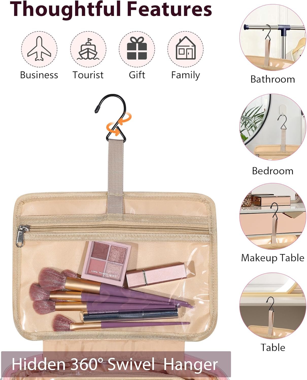 Lhelca Hanging Travel Toiletry Bag,Waterproof Makeup Cosmetic Bag Travel Organizer Wash Bag Travel Accessories Essentials Must Have