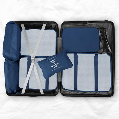 Sarsumir Travel Suitcase Organizer, 8 Pieces Packing Cubes Organizer Suitcase Travel Organizer with Waterproof Bags Toiletry Clothes Shoes, Navy Blue