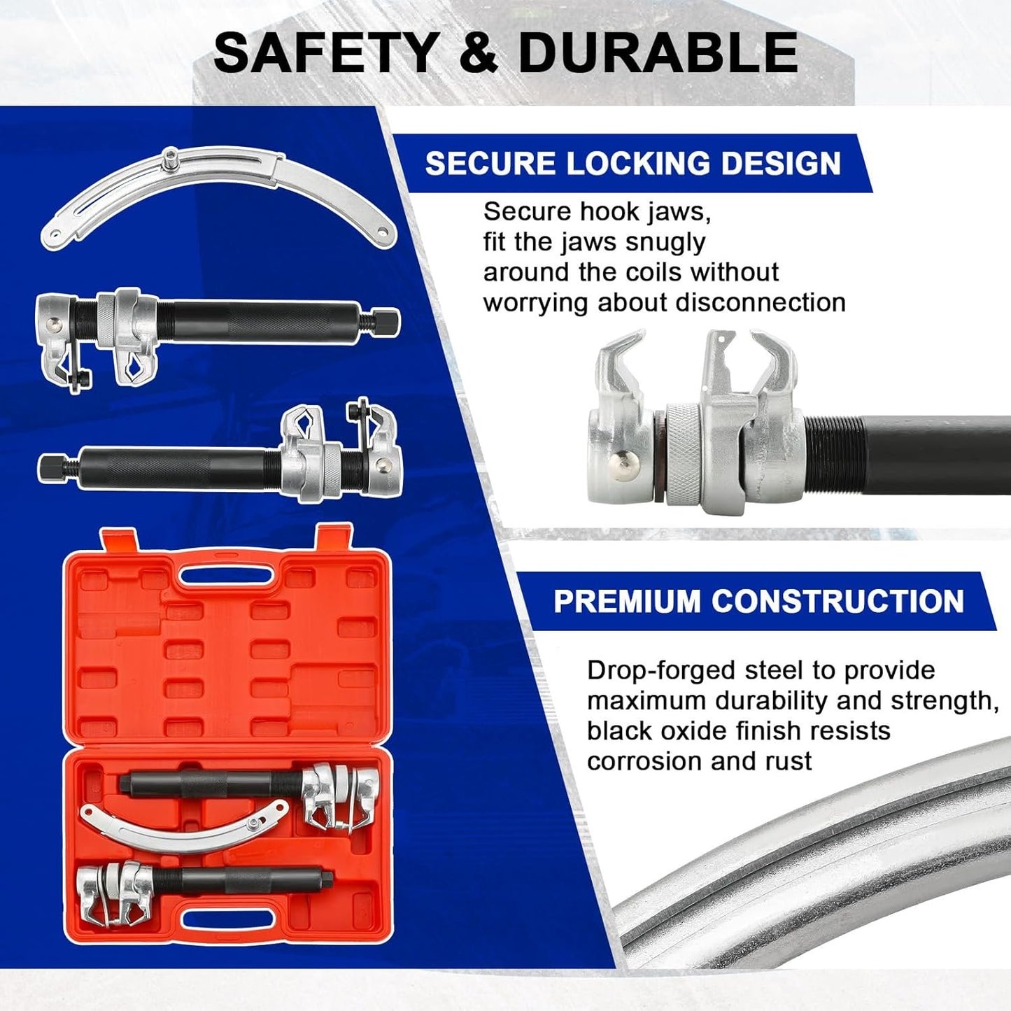 DASBET Coil Spring Compressor Tool | Automotive 2 pcs Heavy Duty Macpherson Strut Spring Compressor Set with Safety Bracket for Car Truck ATV UTV 2200 LB Capacity