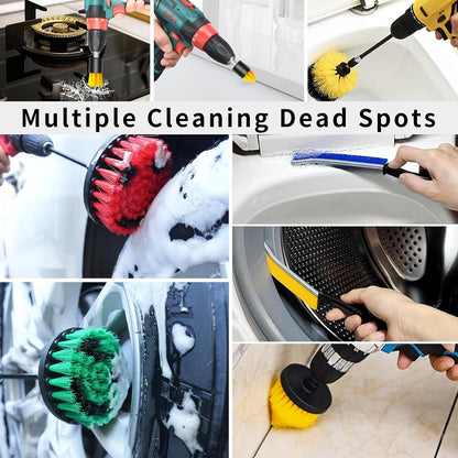 32 Pack Drill Brush Attachments for Cleaning, Crevice Cleaning Brush for Home, Bathroom, Car, Kitchen, Tight Corners, Stubborn Stains, Efficient Grime Removal, Ideal for Hard-to-Reach Areas
