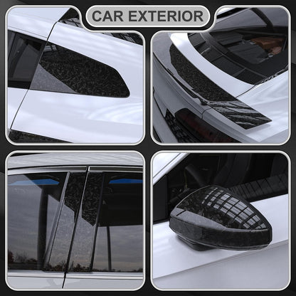 Lypumso Carbon Fiber Vinyl Wrap Including Tool Kit, 5ft x 1ft 6D Super Glossy Black Car Vinyl Film Roll, Air Release Technology Auto Accessories Wrap, Car Moto DIY Interior Exterior Film Stickers