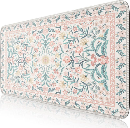 iCasso Desk Matt for Desktop, Black Desk Mat, Cute Desk Pad Mat, XXL Large Mouse Pad for Desk, Anti-Slip Big Mousepad with Stitched Edges, Keyboard Pad Mouse Mat for Computer (Pink)