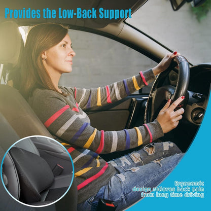 OLYDON Car Seat Cushion for Driving - Comfort Memory Foam for Car Driver Seat- Back Support, Pain Relief - for Car Travel, Long Trips (Black)
