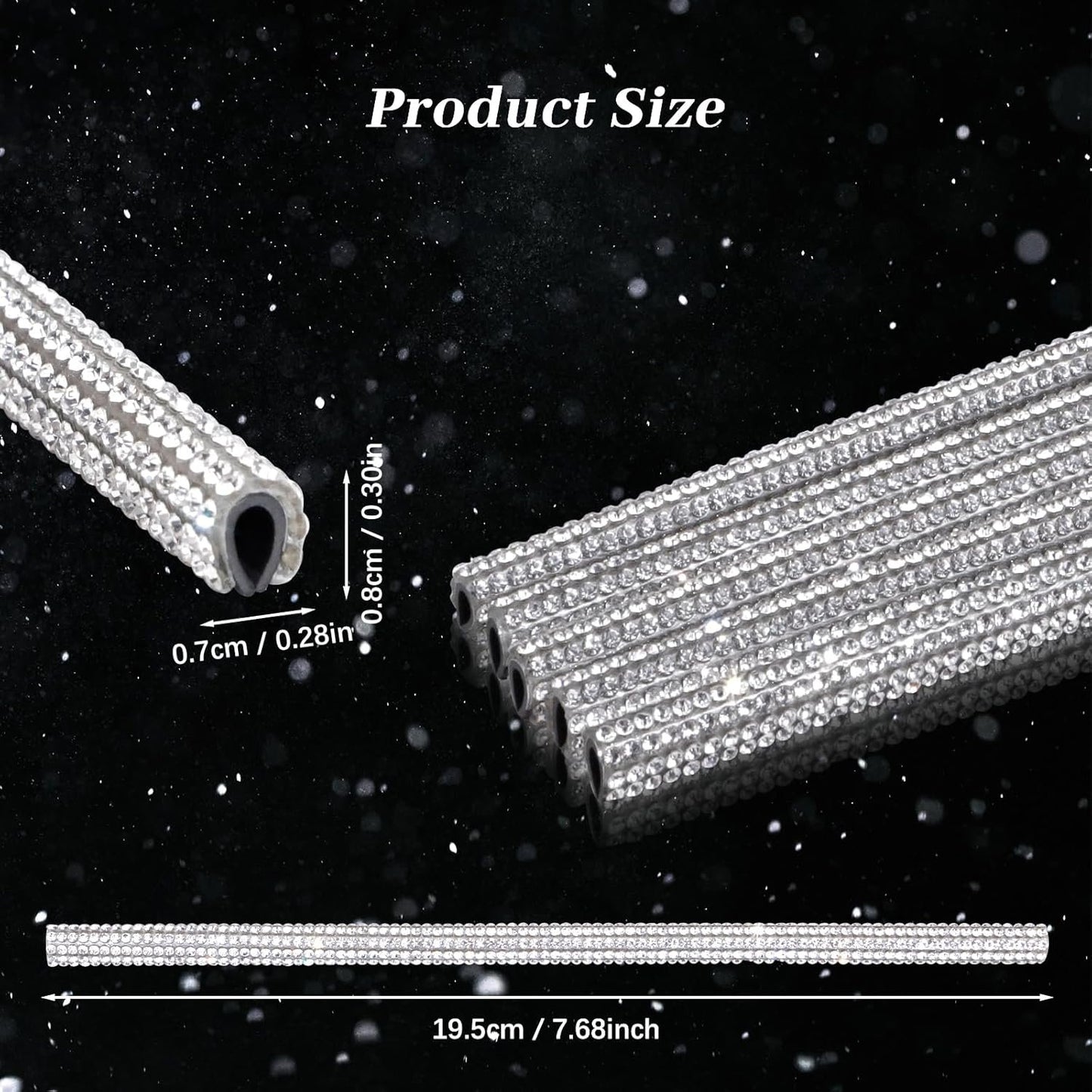 10PCS Bling Car Air Conditioner Decoration Strip for Vent Outlet, Rhinestone Car Air Vent Outlet Moulding Trim Strip, Bling Diamond Car Interior Accessories for Women and Girls
